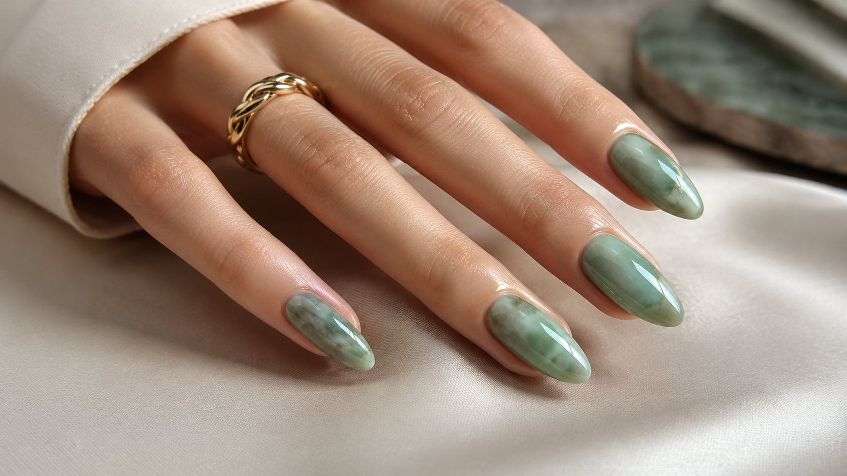 Jade Marble Nail Art Manicure